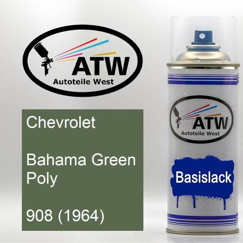 Chevrolet, Bahama Green Poly, 908 (1964): 400ml Sprühdose, von ATW Autoteile West.